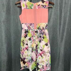 Gianni Bini Pink and Floral Midi Dress